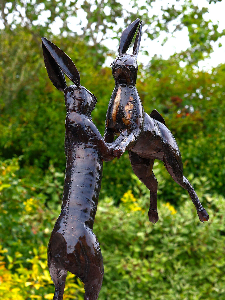 Boxing Hares - sculpture. by neil_ge