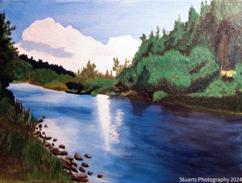 Bend in river (painting) by stuart46