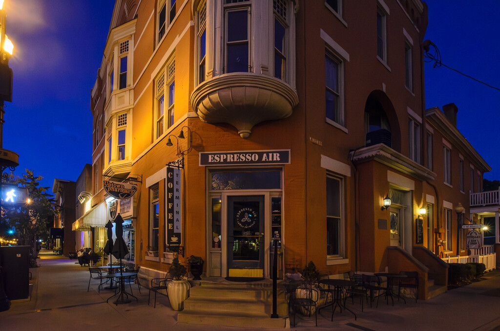 Another image of the building formerly known as the Holmes Hotel, this time in blue hour. by ggshearron