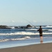 The lonely beach fisherman. 