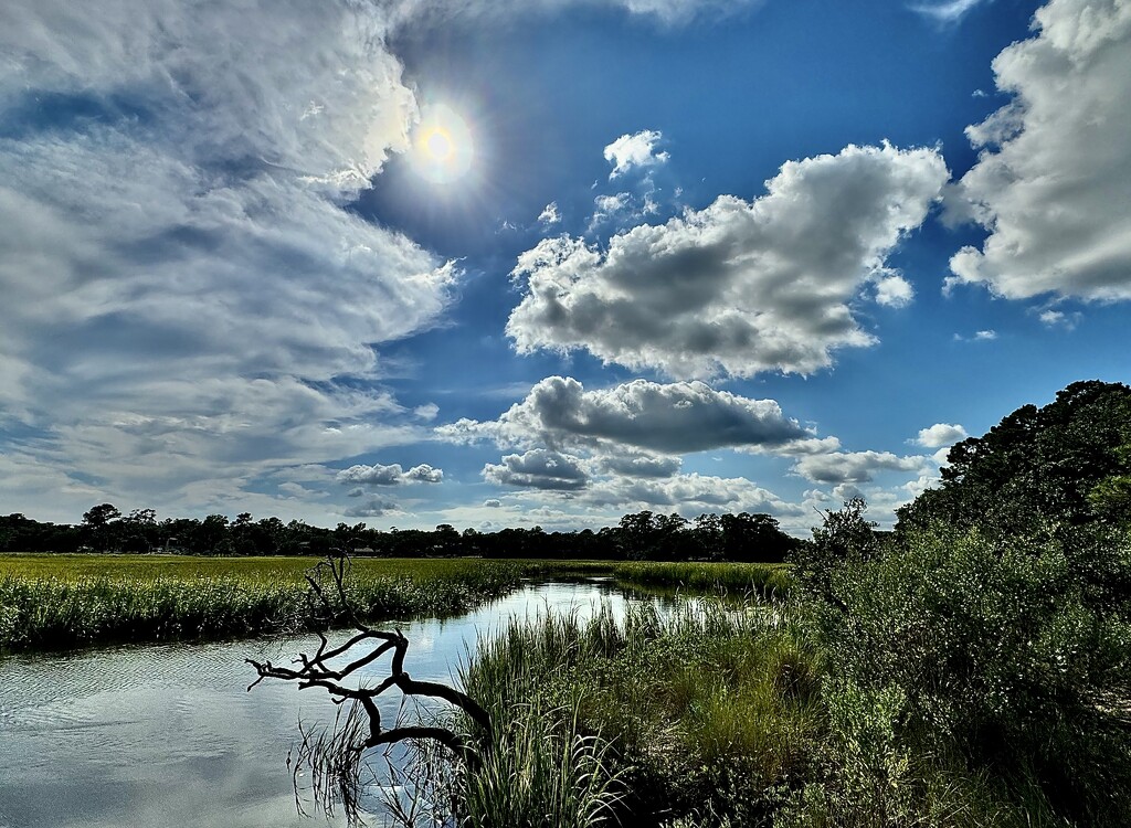 Tidal creek and late summer vlouds by congaree