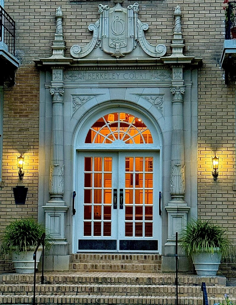 Ornate apartment building entrance, Charleston historic district by congaree