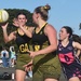 My daughter (left) playing netball for UNSW