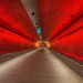 The new Gadigal Metro station pedestrian tunnel. The lights are ever changing colours.  by johnfalconer