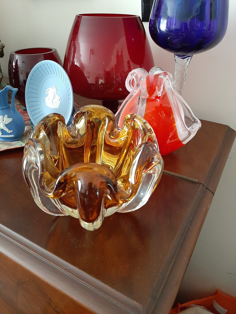 Amber Carnival Glass by mozette