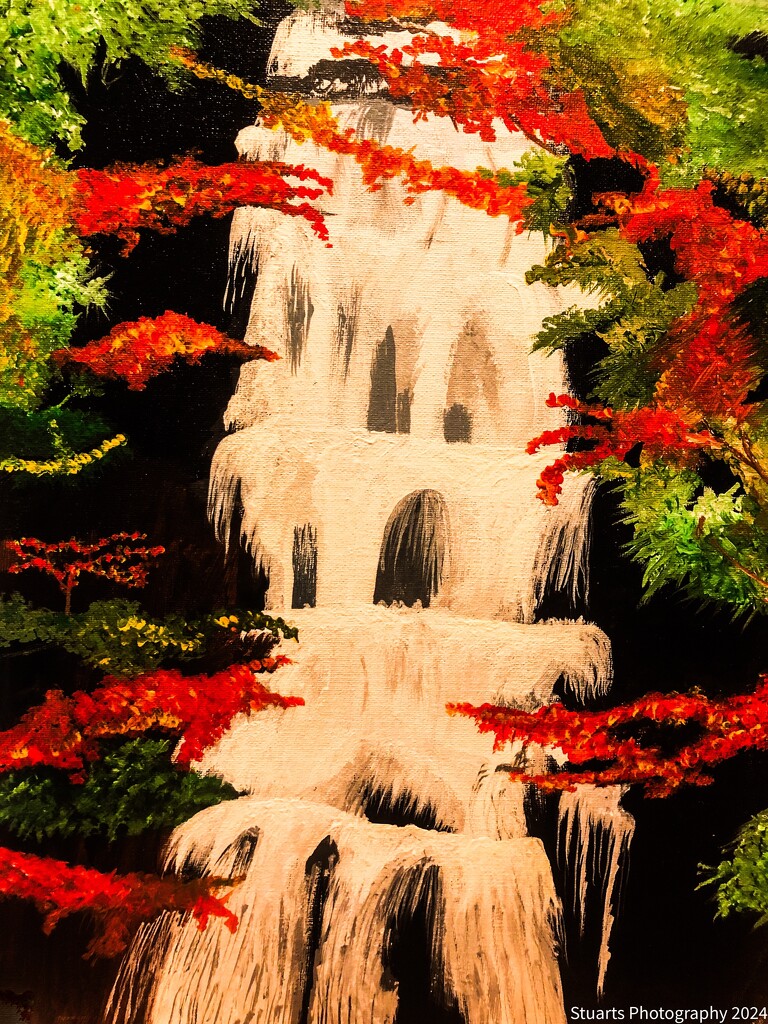 Waterfall within the trees (painting) by stuart46