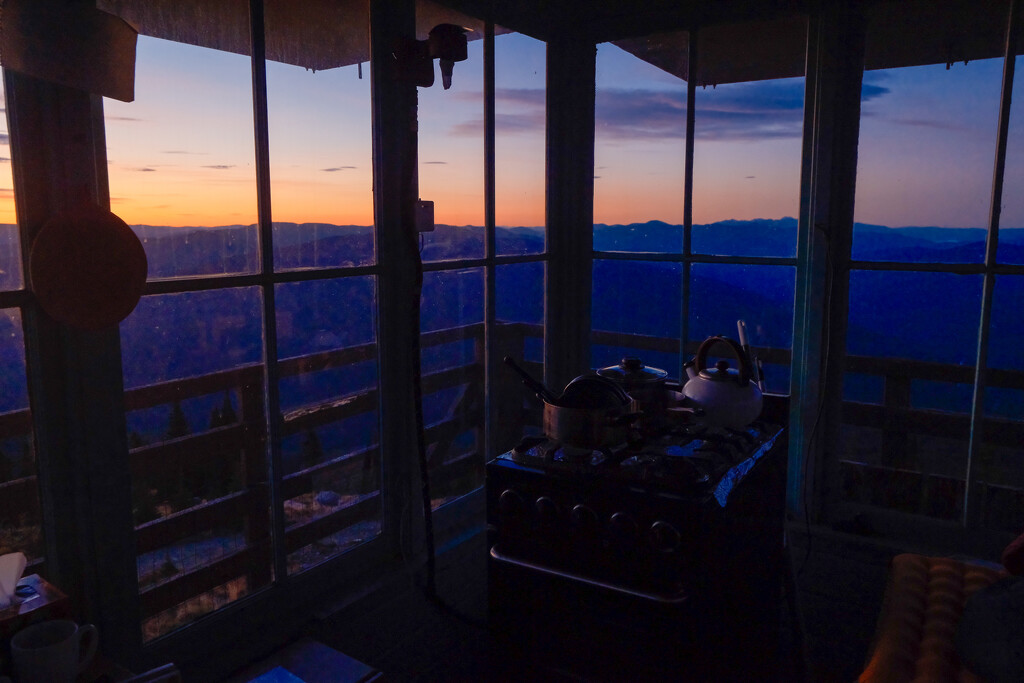 Sunrise in the fire watch tower  by josharp186