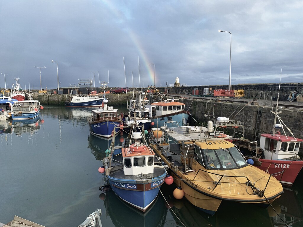 A rainbow beyond the harbour….. by billdavidson