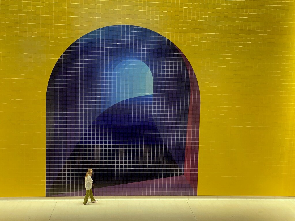 Tunnel wall tile mural at Gadigal Metro, Sydney.  by johnfalconer