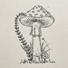 Mushroom ink drawing