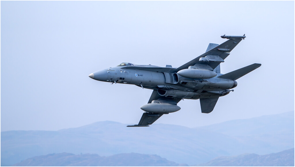 F18 pilot taking a look before the second pass. Finnish airforce. by clifford