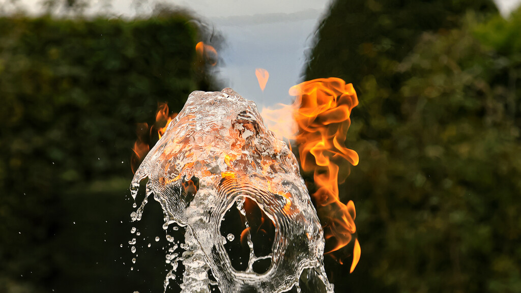 Fire and water fountain at Houghton Hall, Norfolk. by neil_ge