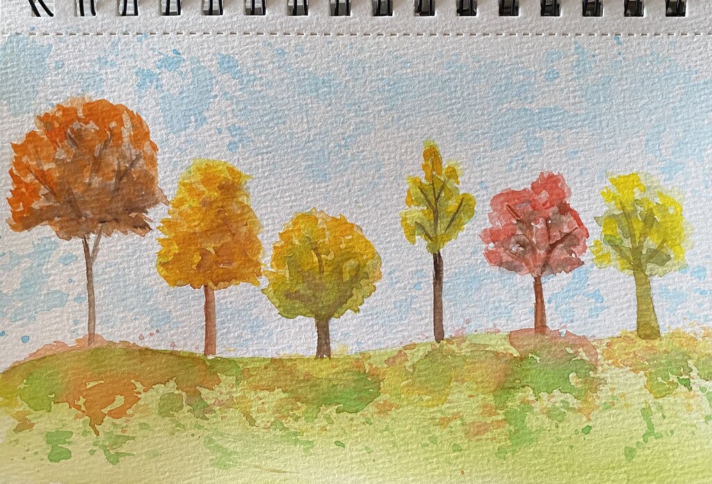 Autumn Trees, watercolor by mtb24