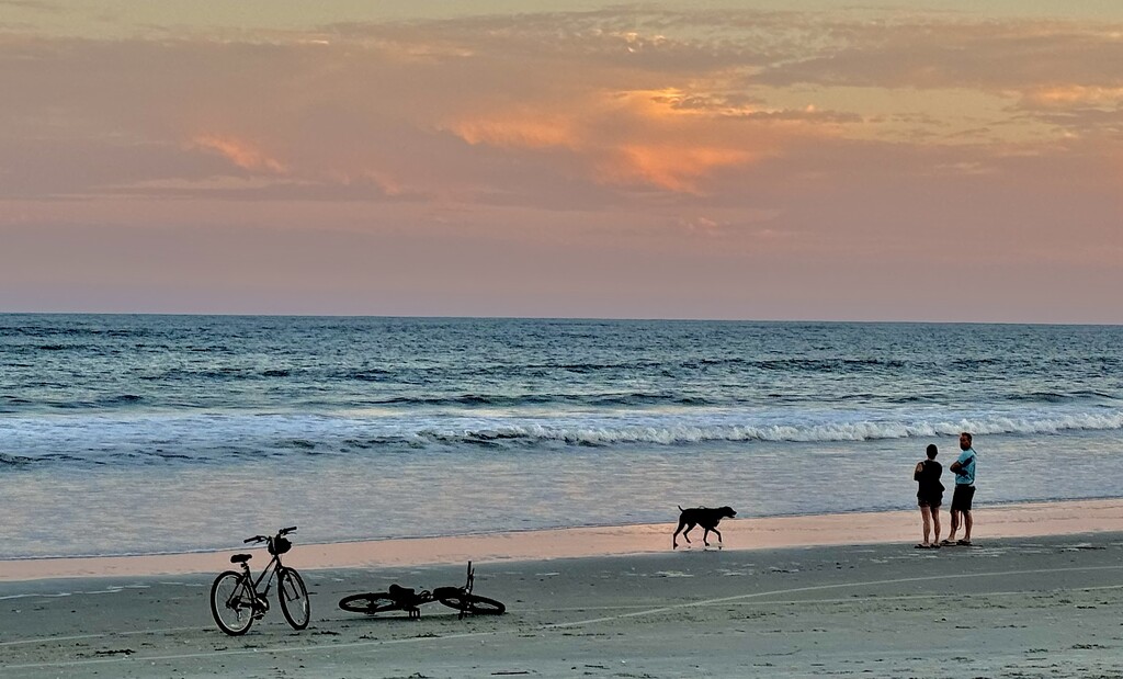 A Fall day at the beach winds down at sunset. by congaree