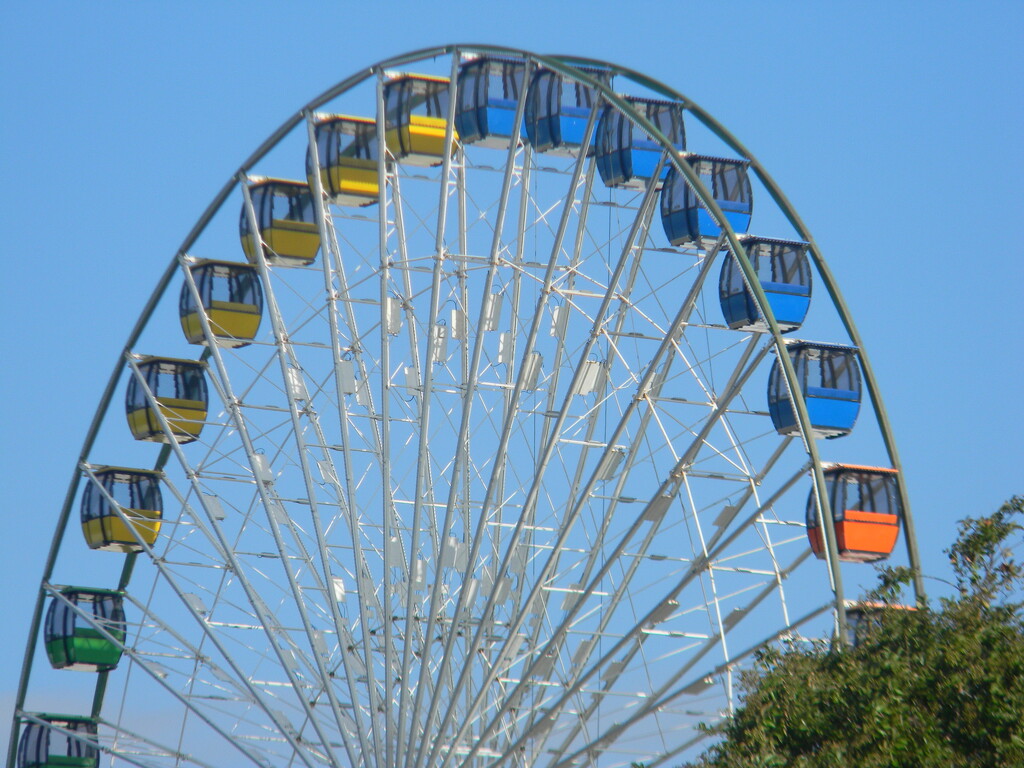 Ferris Wheel Over Building  by sfeldphotos