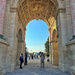 Under the arch. 