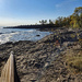 Sitting on a bench along the shore