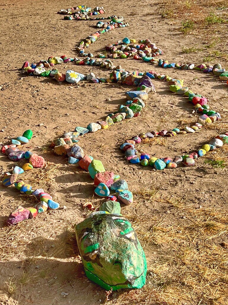 painted rock snake by amyk