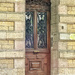 Hearts and flowers on a door. 