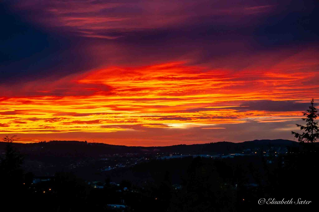 Sunset from the porch by elisasaeter