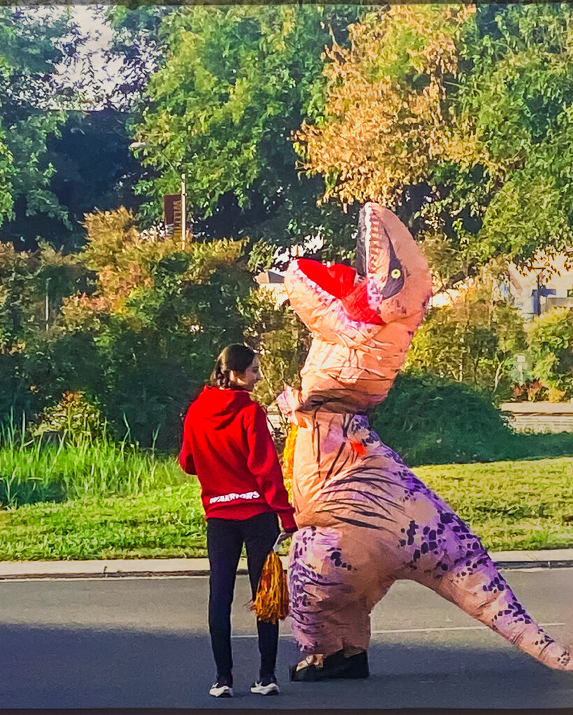 Girl Walking Her Dinosaur by joysfocus