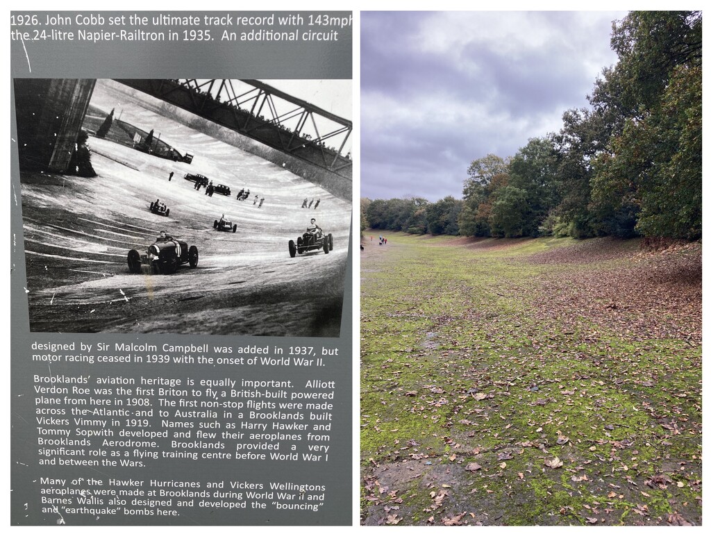 We walked part of the track at Brooklands museum this morning. by illinilass