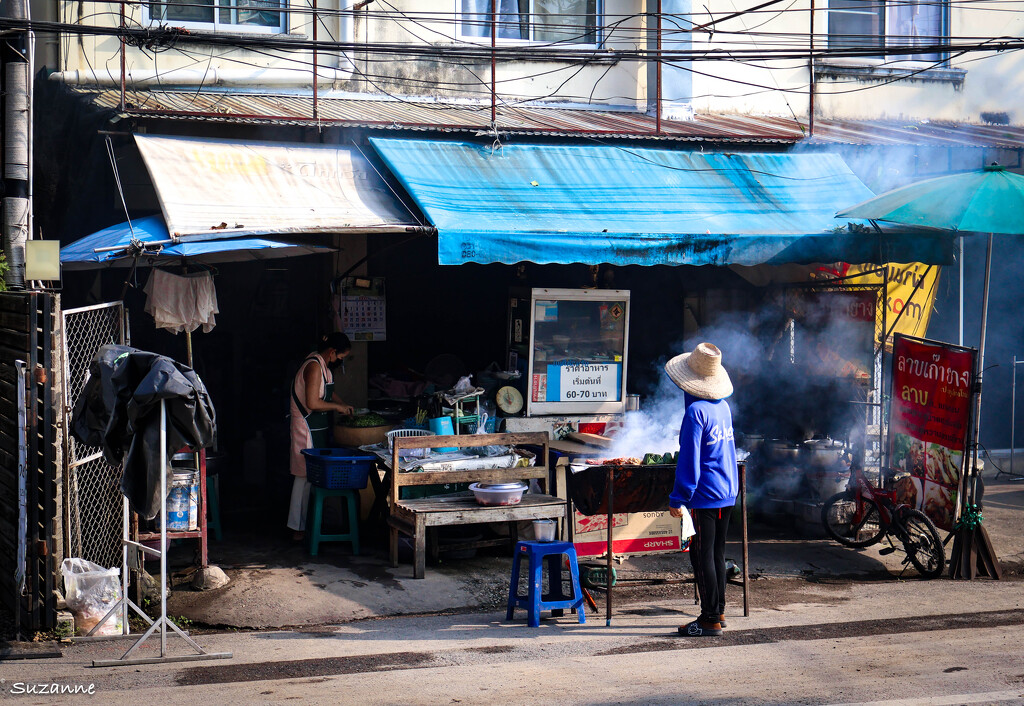 Morning street scene, Old Chiang mai, Thailand by ankers70