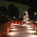 Red staircase at night