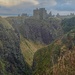 Looking through the gully and mist to Dunnottar Castle