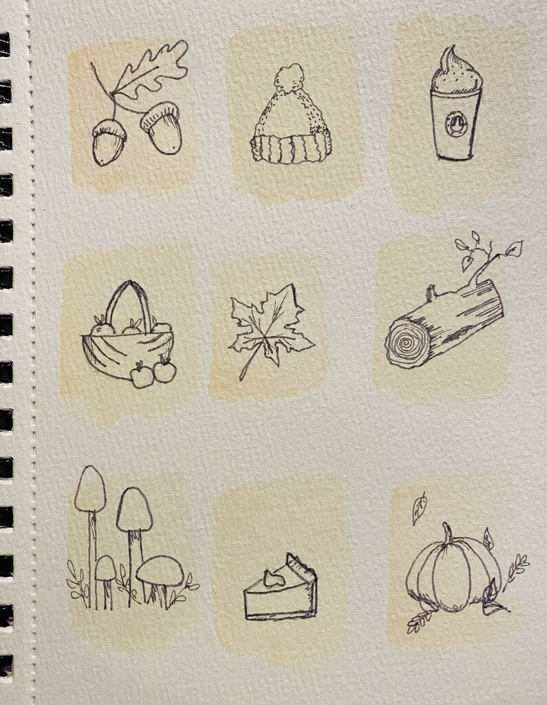 Easy Autumn Line and Wash Doodles by mtb24