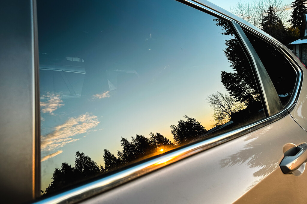 Car Window Sunset Reflection by tina_mac
