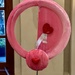 Two pink hearts on a strange structure. 