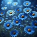 Blue daisies fill the frame...