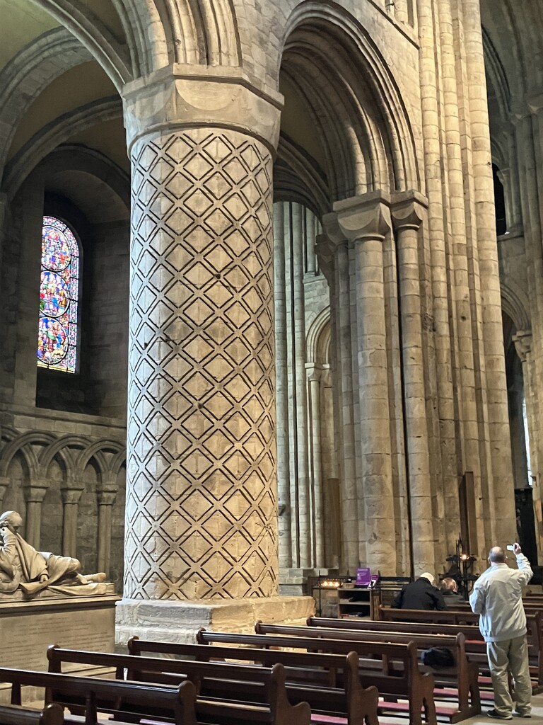 Lozenge shapes on Durham Cathedral Pillars by foxes37