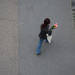 a girl with tulips