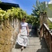 Alix going to the rice fields. 