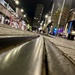 Light rail (tram) track reflections. 