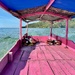 On the pink boat. 