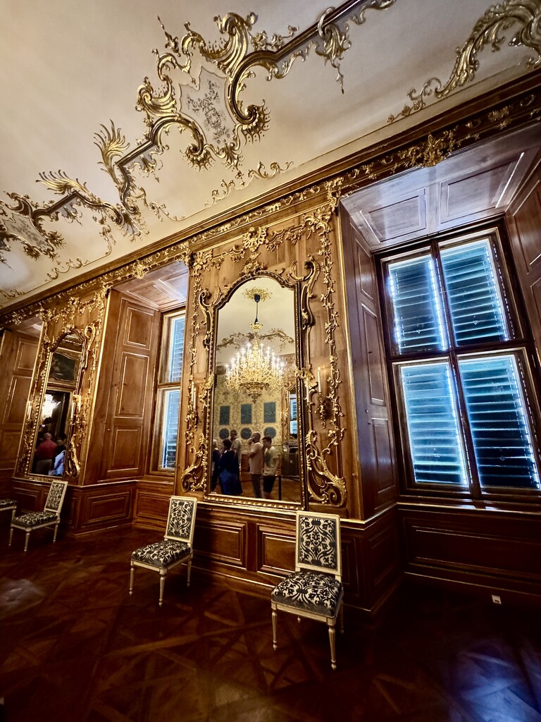 Mirror and chandelier.  by cocobella