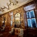 Mirror and chandelier. 