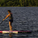 Paddleboarding into the evening sun