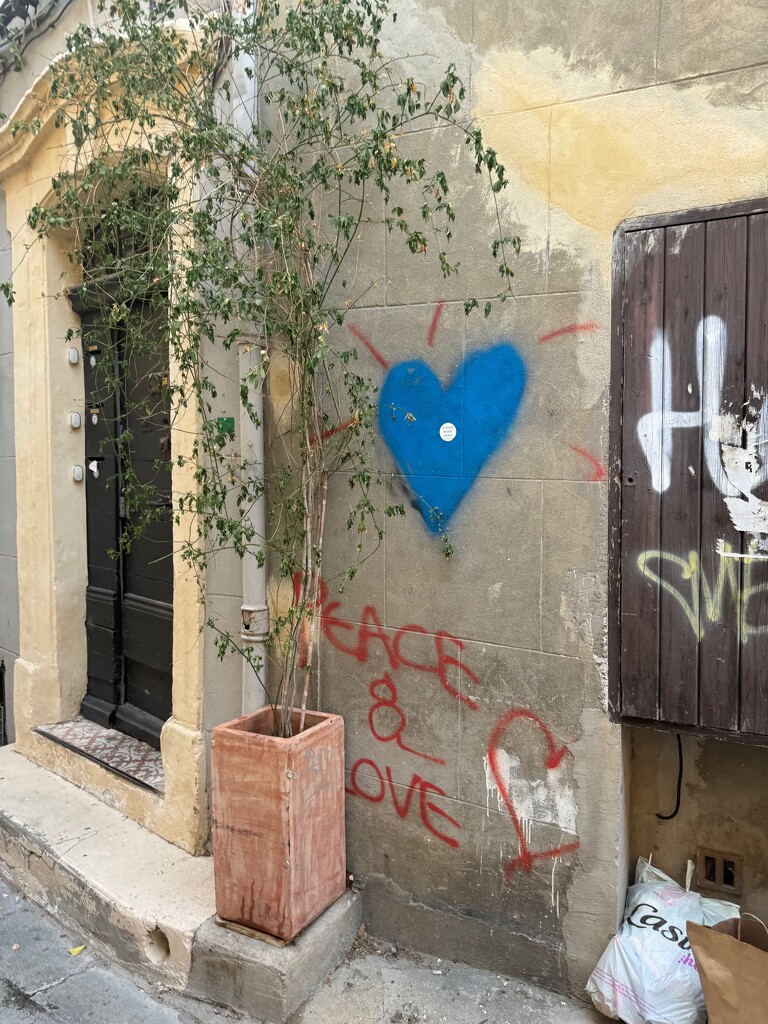 Big blue heart on the wall.  by cocobella