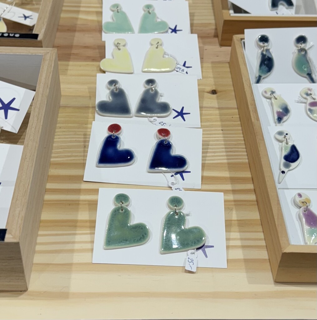 Blue marine heart earrings.  by cocobella