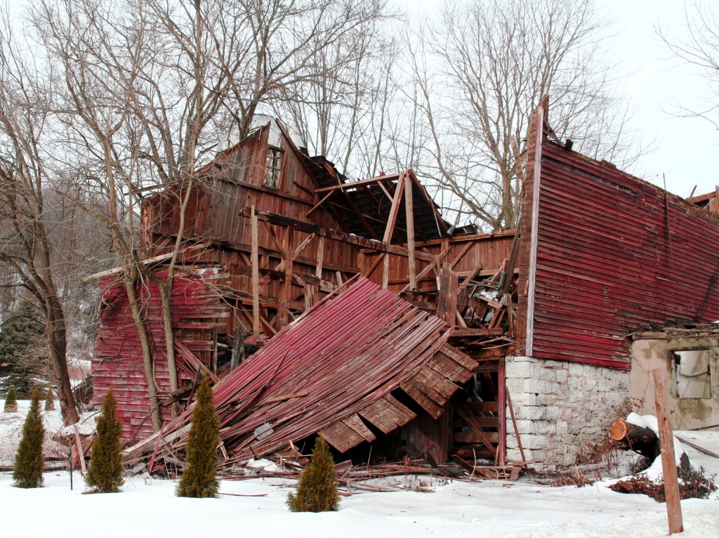 Collapsed Barn by hjbenson
