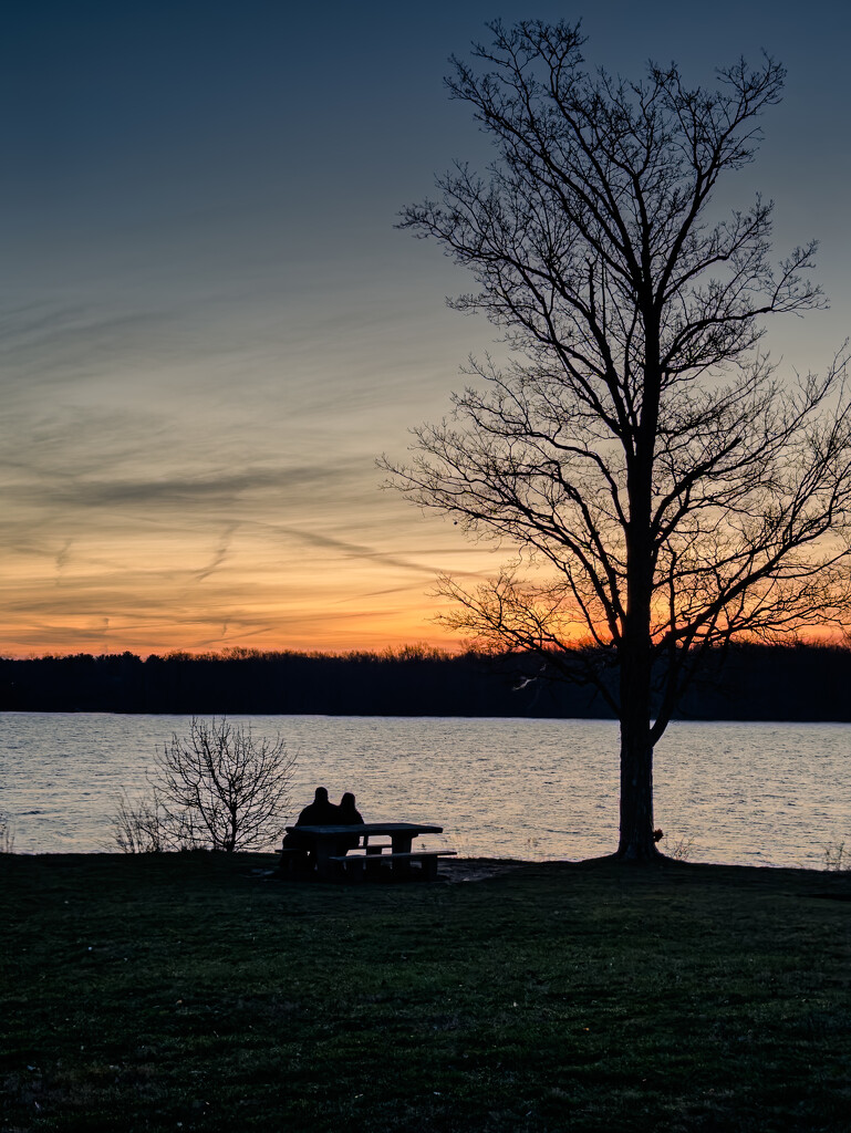 Sunrise for two on Hoover Reservoir  by ggshearron