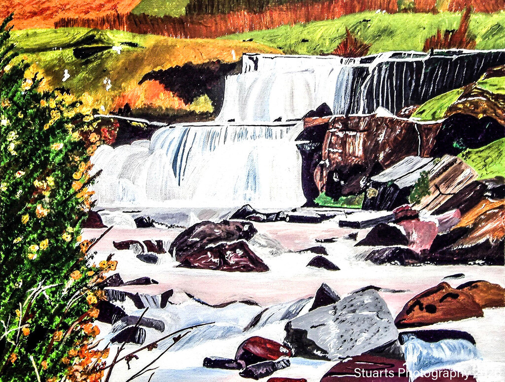 The waterfall (acrylic painting) by stuart46