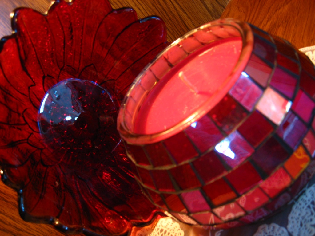 Red Glass Abstract by olivetreeann