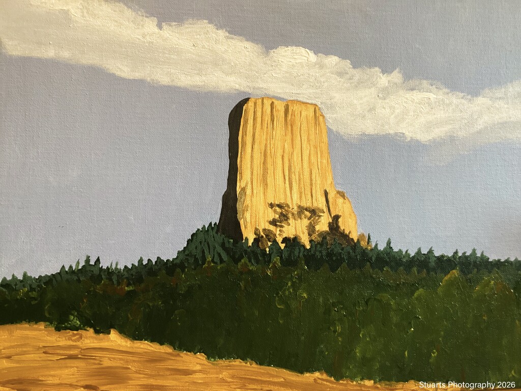 The devils tower (acrylic painting) by stuart46